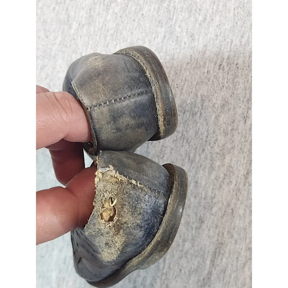 Unbranded Antique Baby Shoes Unisex Kids 4.5in black Leather Perforated Sole